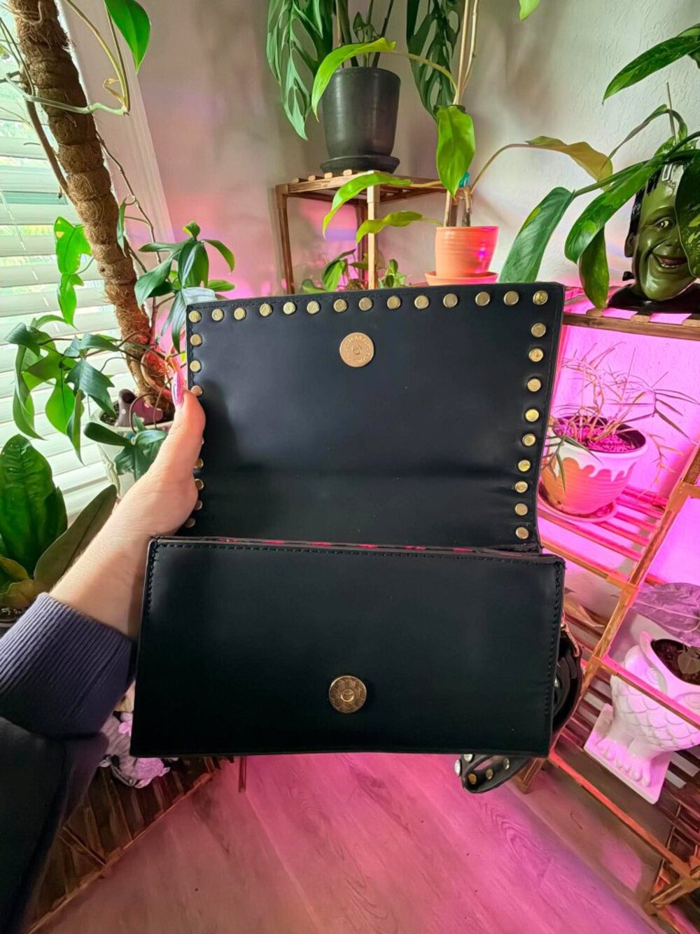 Nicole Lee Black Rhinestone Studded Crossbody Clutch Wallet Purse - Picture 3 of 8